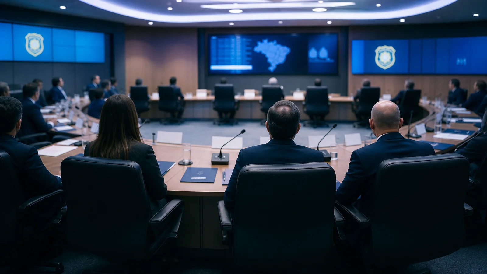 Imagem ilustrativa de reunião de conselho de segurança pública